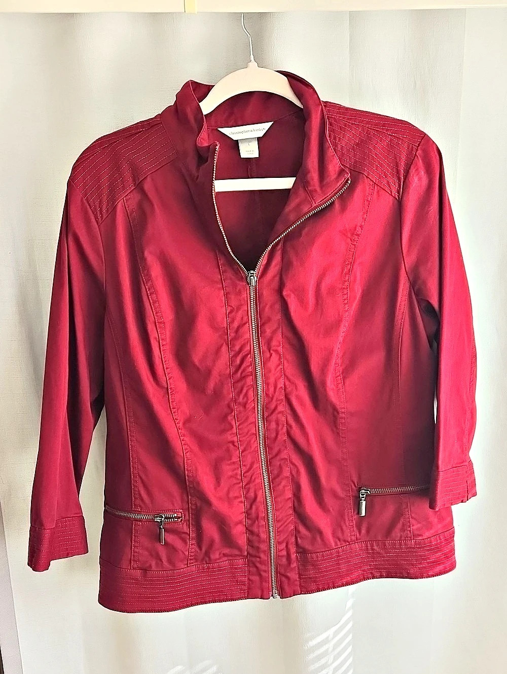 Christopher & Banks Women's Utility Jacket in Burgundy Size Large